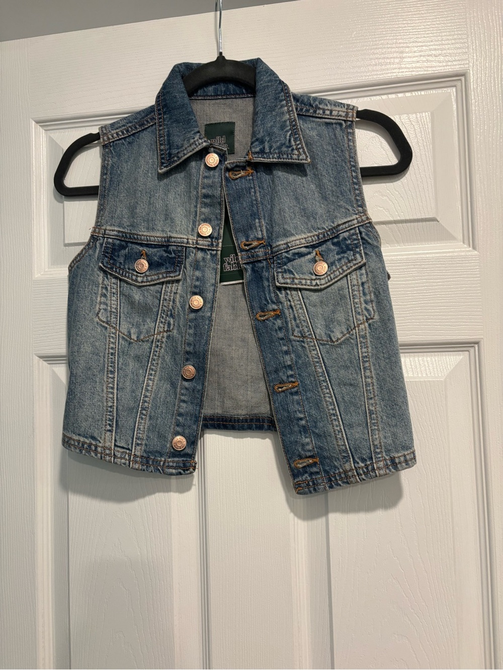 Sleeveless Light Wash Denim Vest - Blue